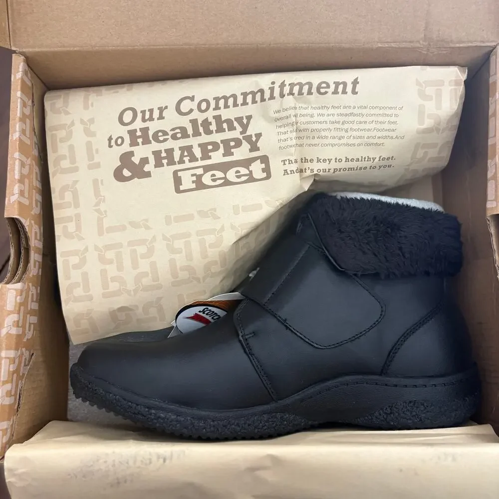 Propet Harlow Winter Boots 10 Black Leather NWT Ankle Booties Comfort Insulated